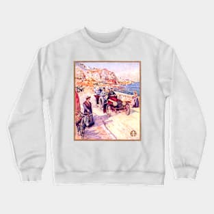 Driving By The Seaside In France In A Lorraine Diétrich Car Crewneck Sweatshirt